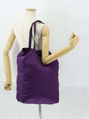 GUCCI GG Canvas Shoulder Bag Nylon Purple